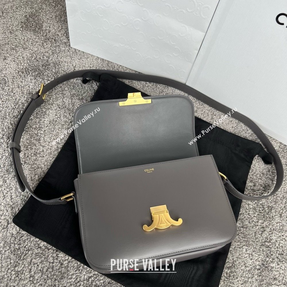 Celine Classique Triomphe Bag in Shiny Calfskin 187363 Lava Grey 2025 (BL-25102426)