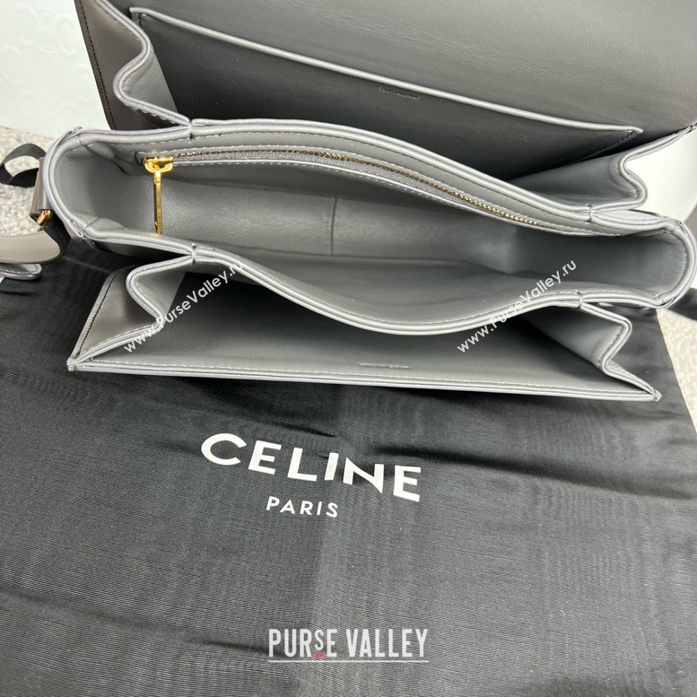 Celine Classique Triomphe Bag in Shiny Calfskin 187363 Lava Grey 2025 (BL-25102426)