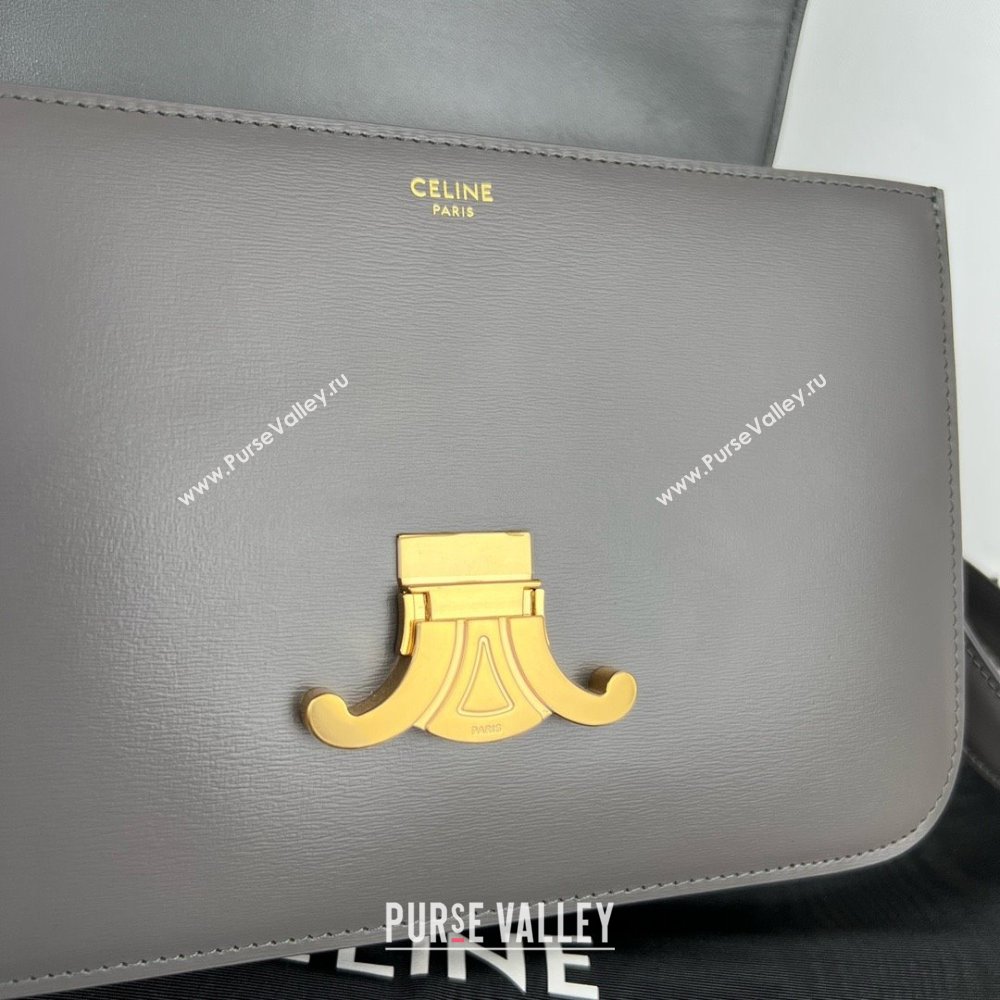 Celine Classique Triomphe Bag in Shiny Calfskin 187363 Lava Grey 2025 (BL-25102426)