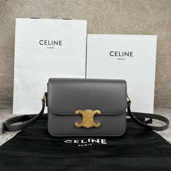 Celine Teen Triomphe Bag in Shiny Calfskin 188423 Lava Grey 2025 (BL-25102425)