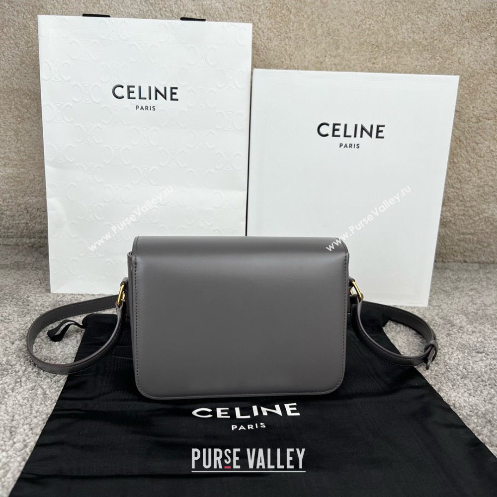 Celine Teen Triomphe Bag in Shiny Calfskin 188423 Lava Grey 2025 (BL-25102425)