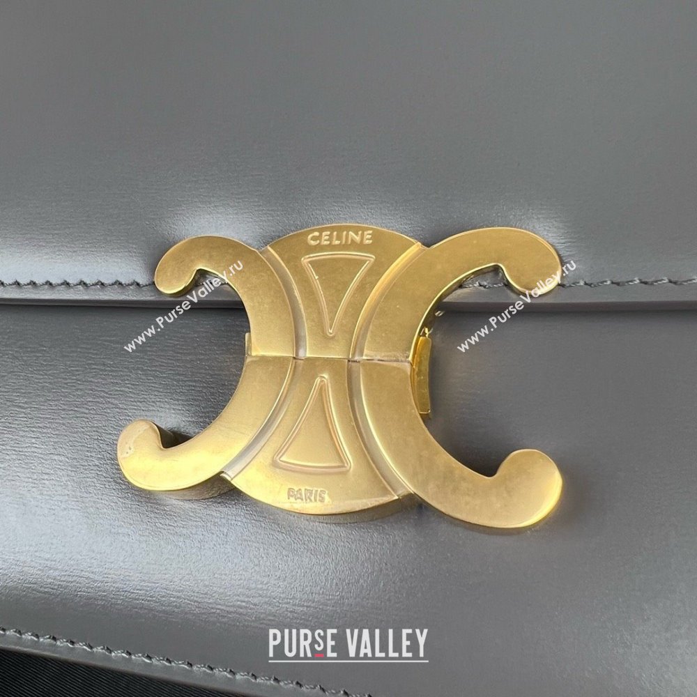 Celine Teen Triomphe Bag in Shiny Calfskin 188423 Lava Grey 2025 (BL-25102425)