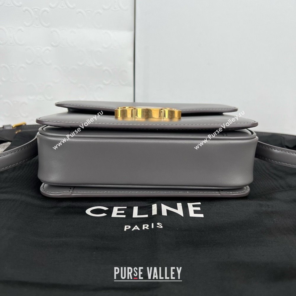Celine Teen Triomphe Bag in Shiny Calfskin 188423 Lava Grey 2025 (BL-25102425)