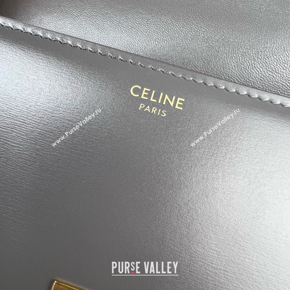 Celine Teen Triomphe Bag in Shiny Calfskin 188423 Lava Grey 2025 (BL-25102425)