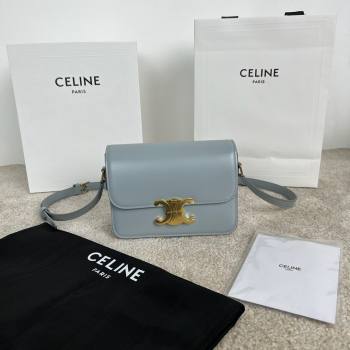 Celine Teen Triomphe Bag in Shiny Calfskin 188423 Ice Blue 2025 (BL-25102404)