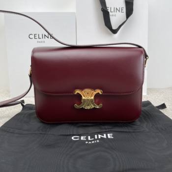 Celine Classique Triomphe Bag in Shiny Calfskin 187363 Burgundy 2025 (BL-25102433)