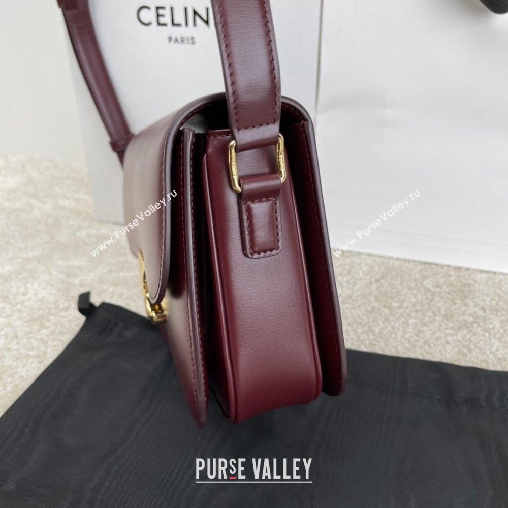 Celine Classique Triomphe Bag in Shiny Calfskin 187363 Burgundy 2025 (BL-25102433)