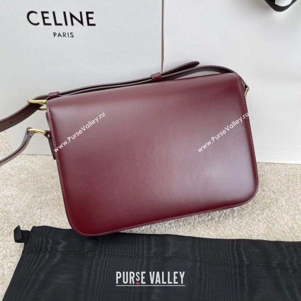 Celine Classique Triomphe Bag in Shiny Calfskin 187363 Burgundy 2025 (BL-25102433)
