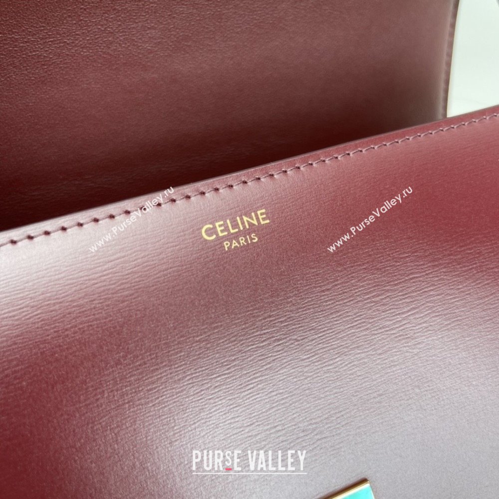 Celine Classique Triomphe Bag in Shiny Calfskin 187363 Burgundy 2025 (BL-25102433)