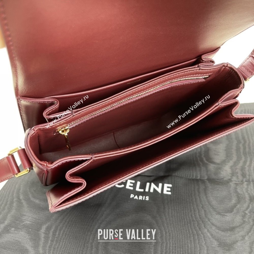 Celine Classique Triomphe Bag in Shiny Calfskin 187363 Burgundy 2025 (BL-25102433)
