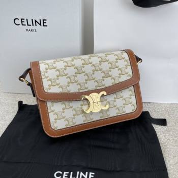 Celine Classique Triomphe Bag in Triomphe Canvas Calfskin 187363 White 2025 (BL-25102436)
