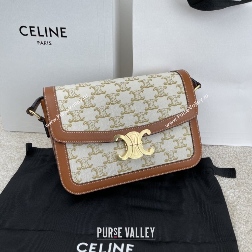 Celine Classique Triomphe Bag in Triomphe Canvas Calfskin 187363 White 2025 (BL-25102436)