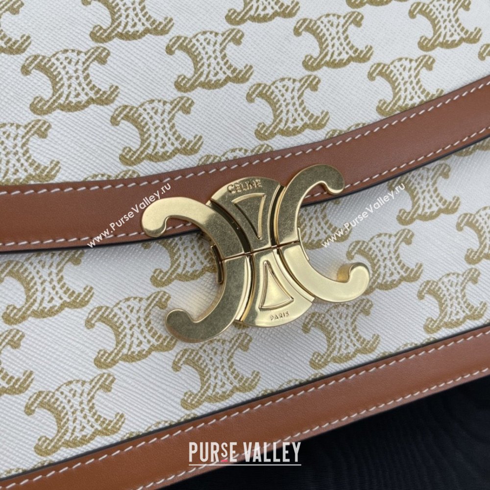 Celine Classique Triomphe Bag in Triomphe Canvas Calfskin 187363 White 2025 (BL-25102436)