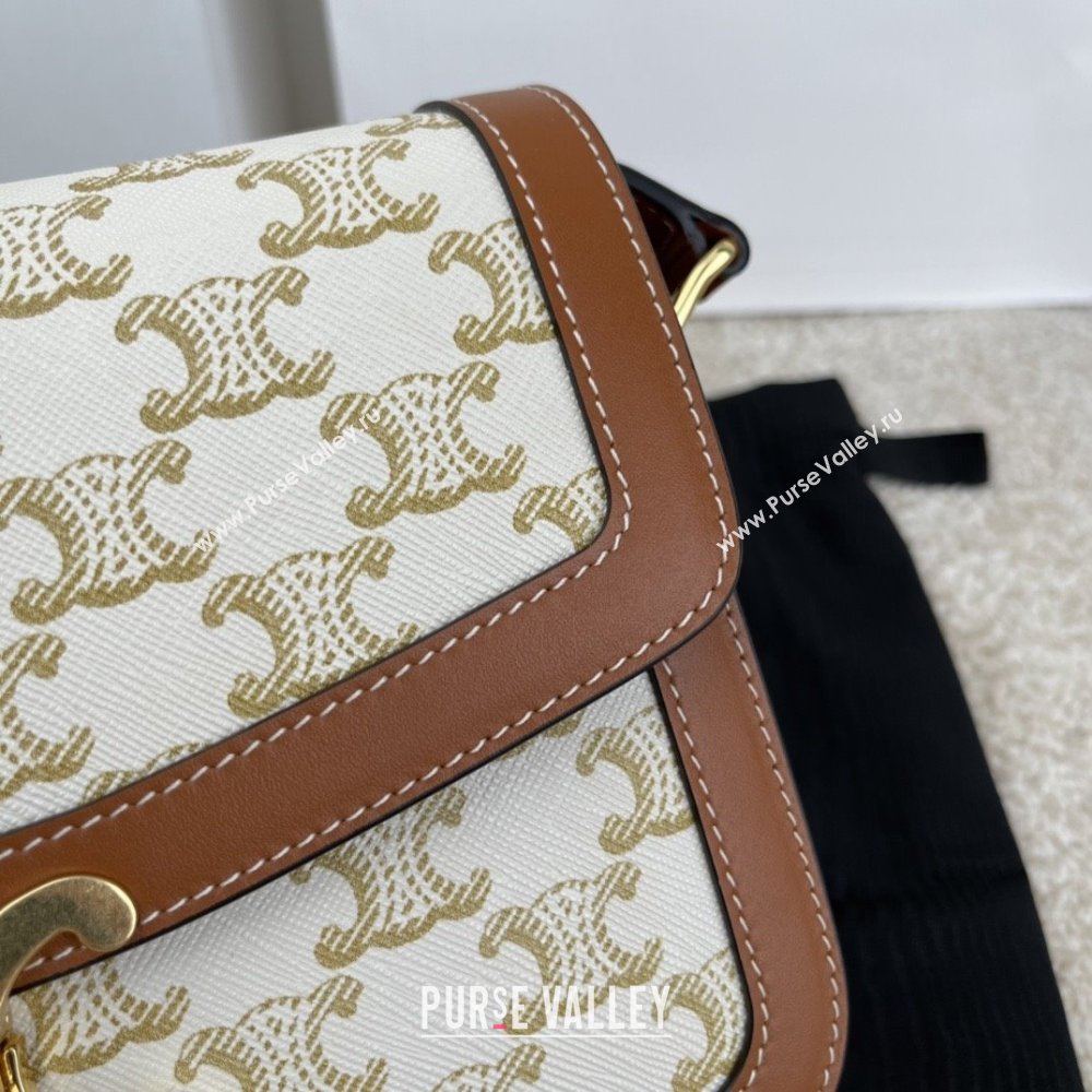Celine Classique Triomphe Bag in Triomphe Canvas Calfskin 187363 White 2025 (BL-25102436)