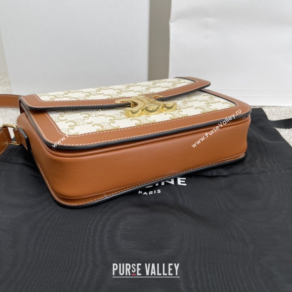 Celine Classique Triomphe Bag in Triomphe Canvas Calfskin 187363 White 2025 (BL-25102436)