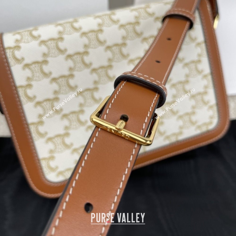 Celine Classique Triomphe Bag in Triomphe Canvas Calfskin 187363 White 2025 (BL-25102436)