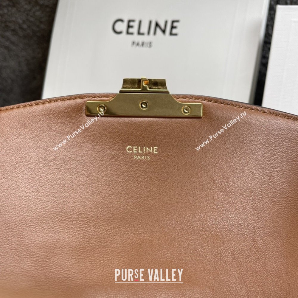 Celine Teen Triomphe Bag in Triomphe Embroidery Canvas Calfskin 188423 Brown/Red 2025 (BL-25102437)