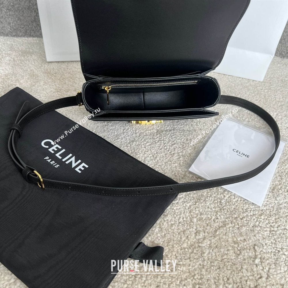 Celine Teen Classique Triomphe Shoulder Bag in Suede Black 2025 188423 (BL-25102401)