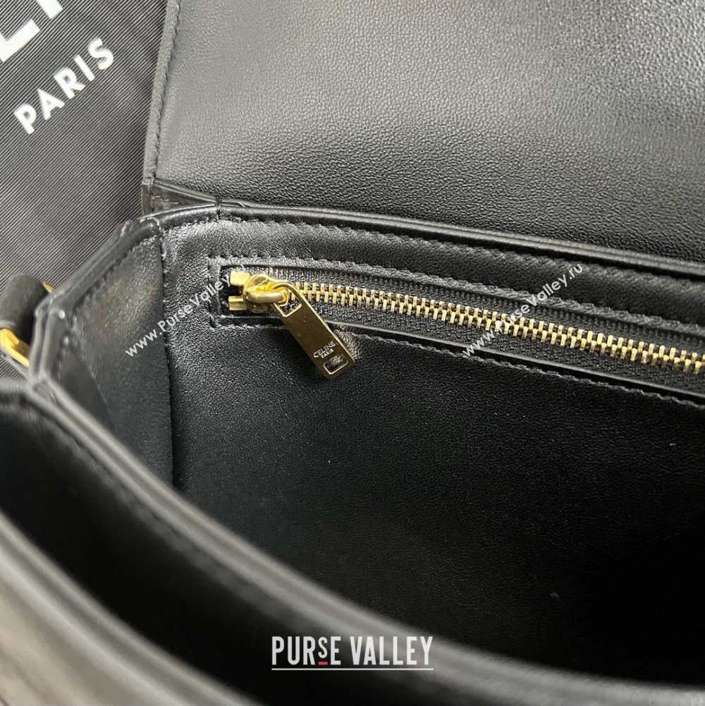 Celine Teen Classique Triomphe Shoulder Bag in Suede Black 2025 188423 (BL-25102401)