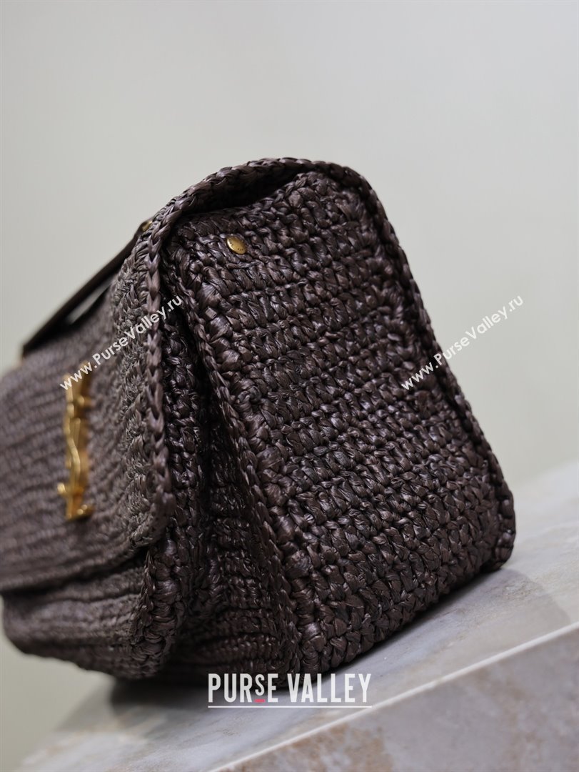 Saint Laurent Medium Niki Bag in Raffia Straw Coffee Brown 6331582025 (MHUI-25102439)