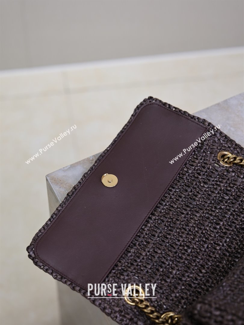 Saint Laurent Medium Niki Bag in Raffia Straw Coffee Brown 6331582025 (MHUI-25102439)