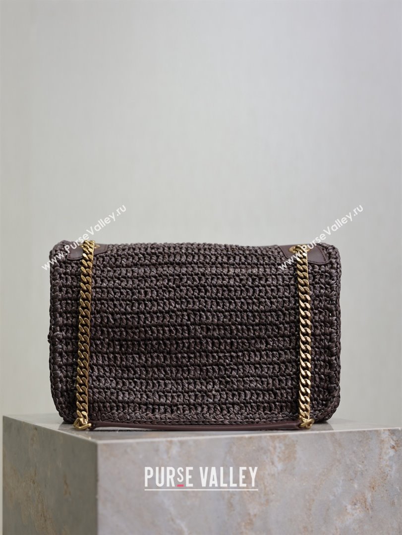 Saint Laurent Medium Niki Bag in Raffia Straw Coffee Brown 6331582025 (MHUI-25102439)