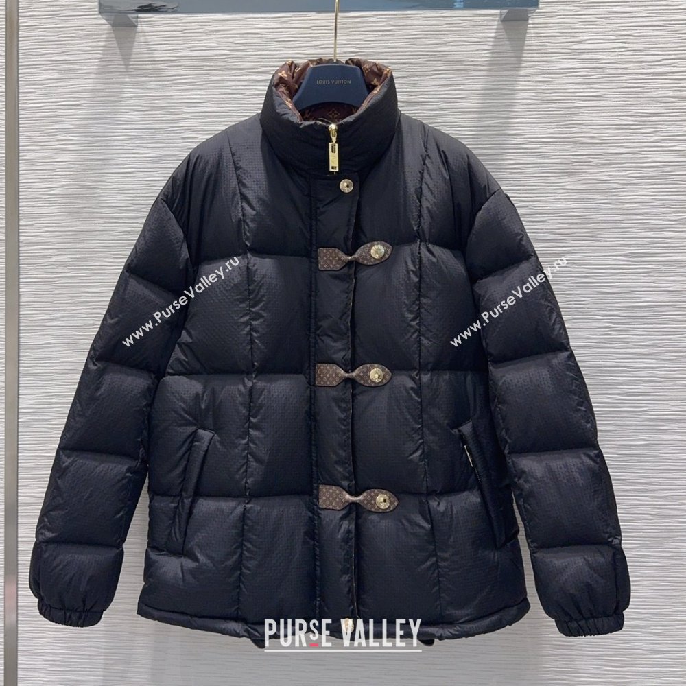 Louis Vuitton Monogram Accent Pillow Puffer Down Jacket LV102510 Black 2025 (Q-25102910)