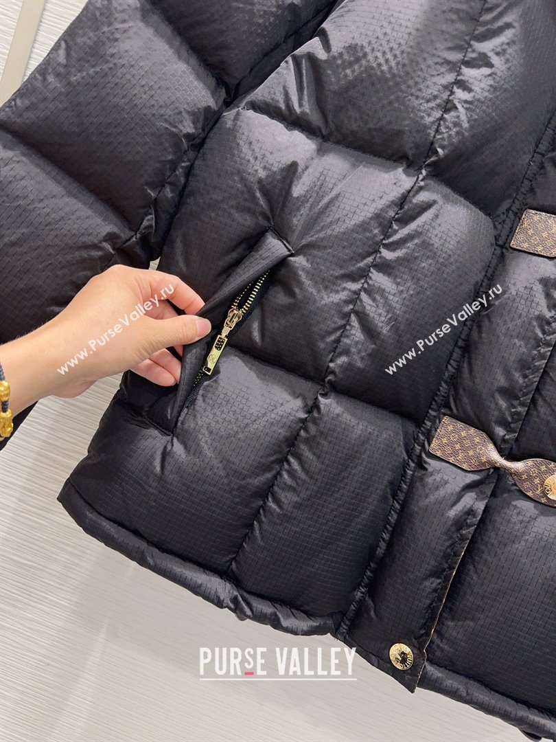 Louis Vuitton Monogram Accent Pillow Puffer Down Jacket LV102510 Black 2025 (Q-25102910)