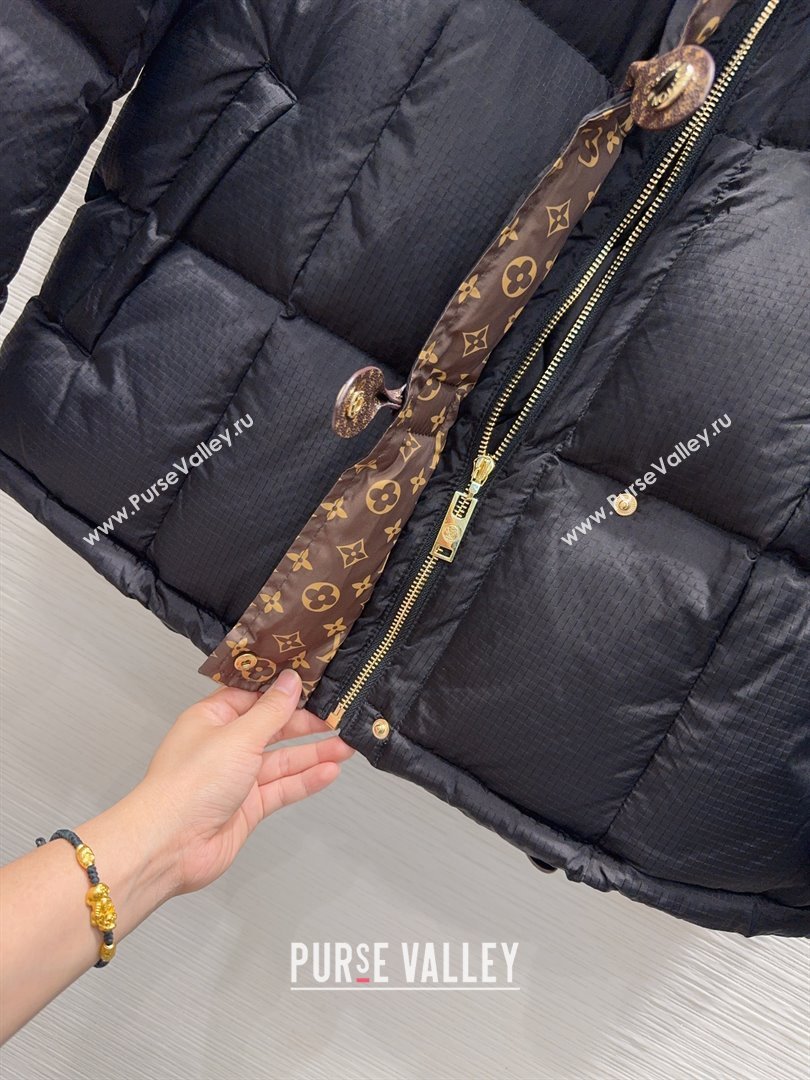 Louis Vuitton Monogram Accent Pillow Puffer Down Jacket LV102510 Black 2025 (Q-25102910)
