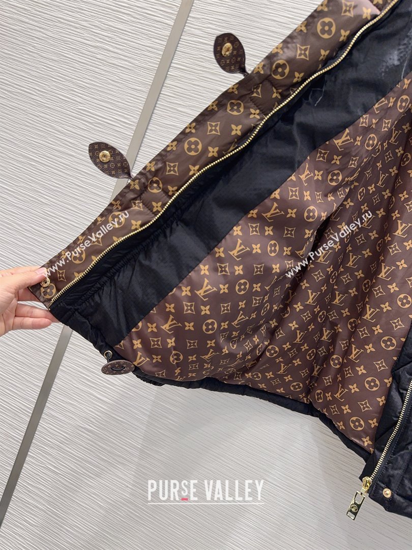 Louis Vuitton Monogram Accent Pillow Puffer Down Jacket LV102510 Black 2025 (Q-25102910)