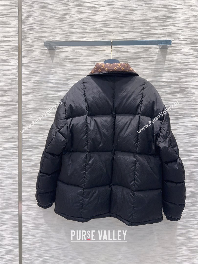 Louis Vuitton Monogram Accent Pillow Puffer Down Jacket LV102510 Black 2025 (Q-25102910)