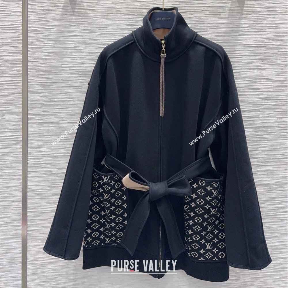 Louis Vuitton Monogram Accent Coat LV102902 Black 2025 (Q-25102902)