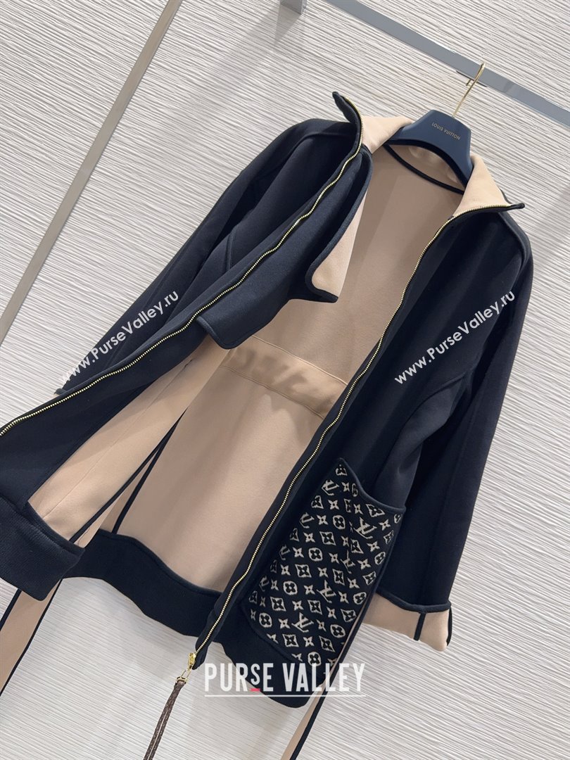 Louis Vuitton Monogram Accent Coat LV102902 Black 2025 (Q-25102902)