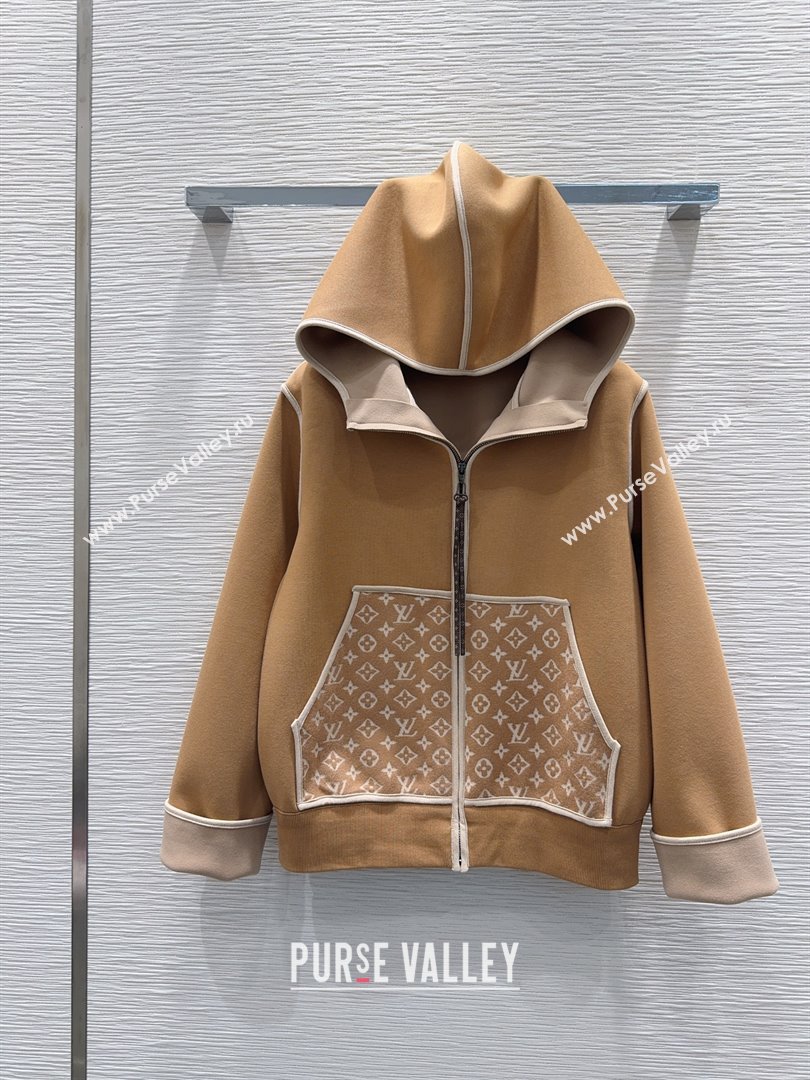 Louis Vuitton Monogram Accent Hoodie Jacket LV102903 Beige 2025 (Q-25102903)