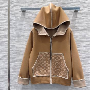 Louis Vuitton Monogram Accent Hoodie Jacket LV102903 Beige 2025 (Q-25102903)