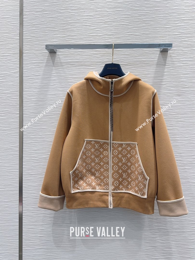 Louis Vuitton Monogram Accent Hoodie Jacket LV102903 Beige 2025 (Q-25102903)