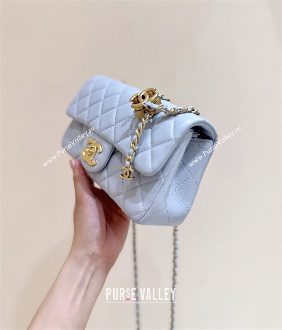 Chanel Shiny Lambskin Mini Flap Bag with CC Chain Light Blue 2025 AS5759 Top Quality (SHUNY-25122606)