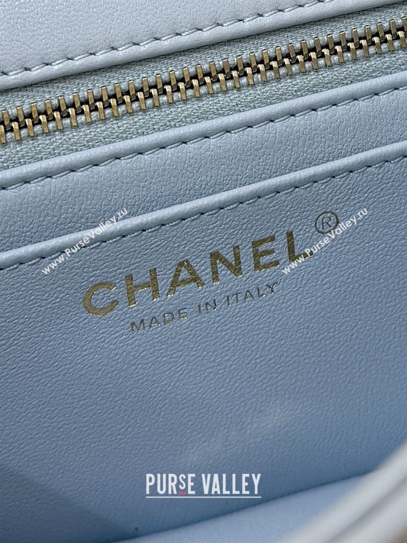 Chanel Shiny Lambskin Mini Flap Bag with CC Chain Light Blue 2025 AS5759 Top Quality (SHUNY-25122606)