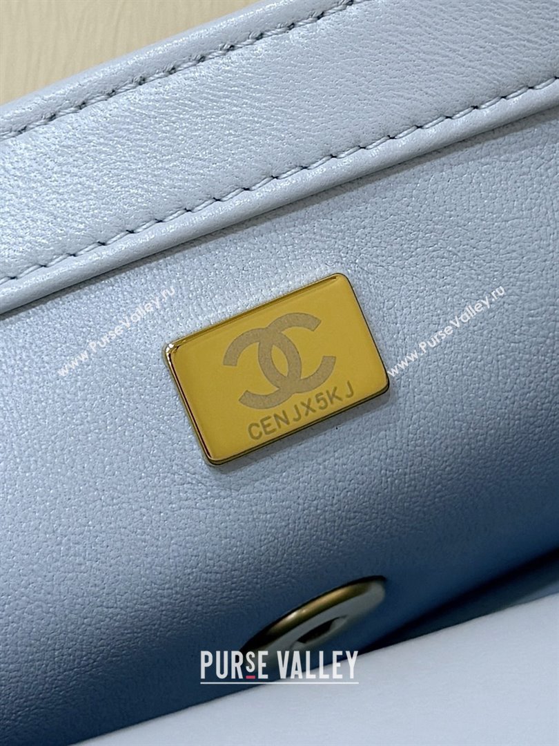 Chanel Shiny Lambskin Mini Flap Bag with CC Chain Light Blue 2025 AS5759 Top Quality (SHUNY-25122606)