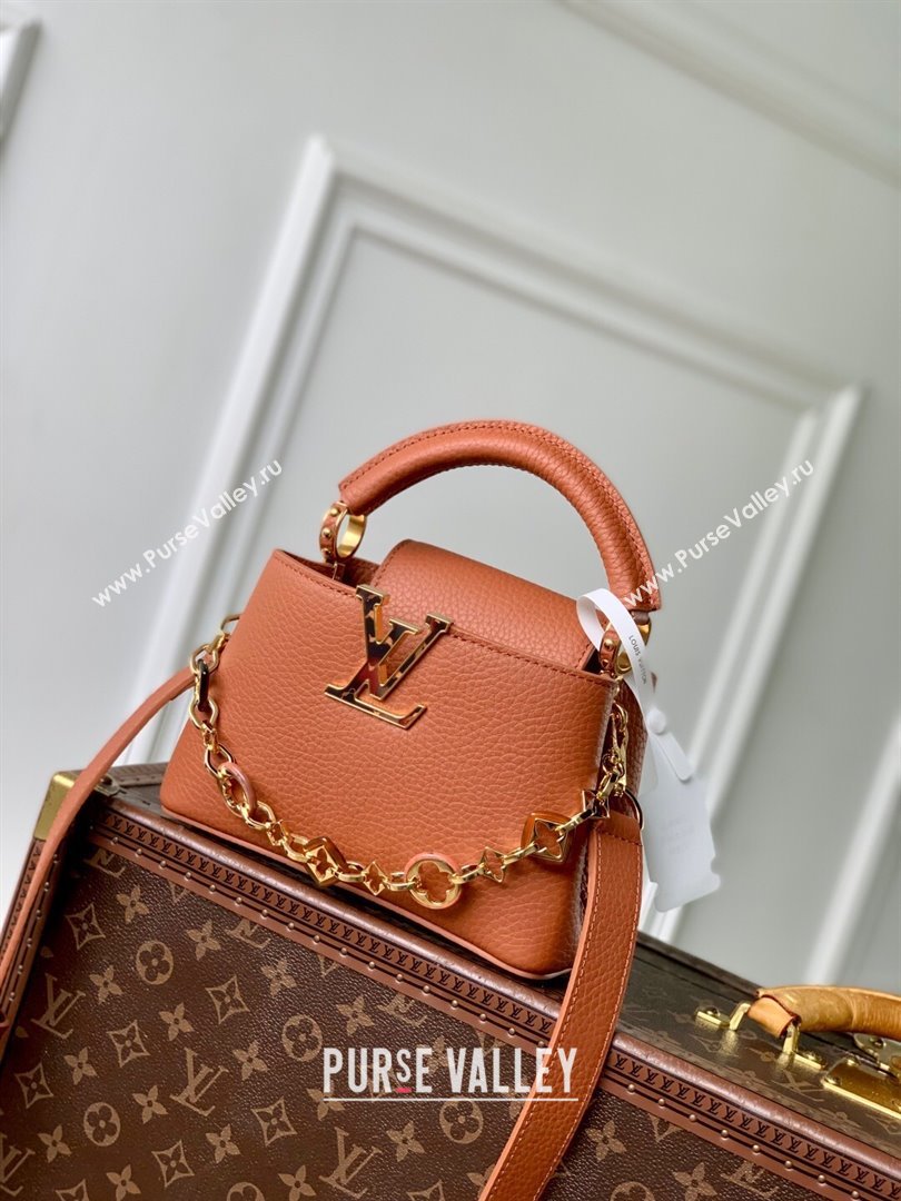 Louis Vuitton Capucines Mini Bag with Chain in TanTaurillon Leather M14381 2025 (K-25102701)