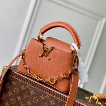 Louis Vuitton Capucines Mini Bag with Chain in TanTaurillon Leather M14381 2025 (K-25102701)