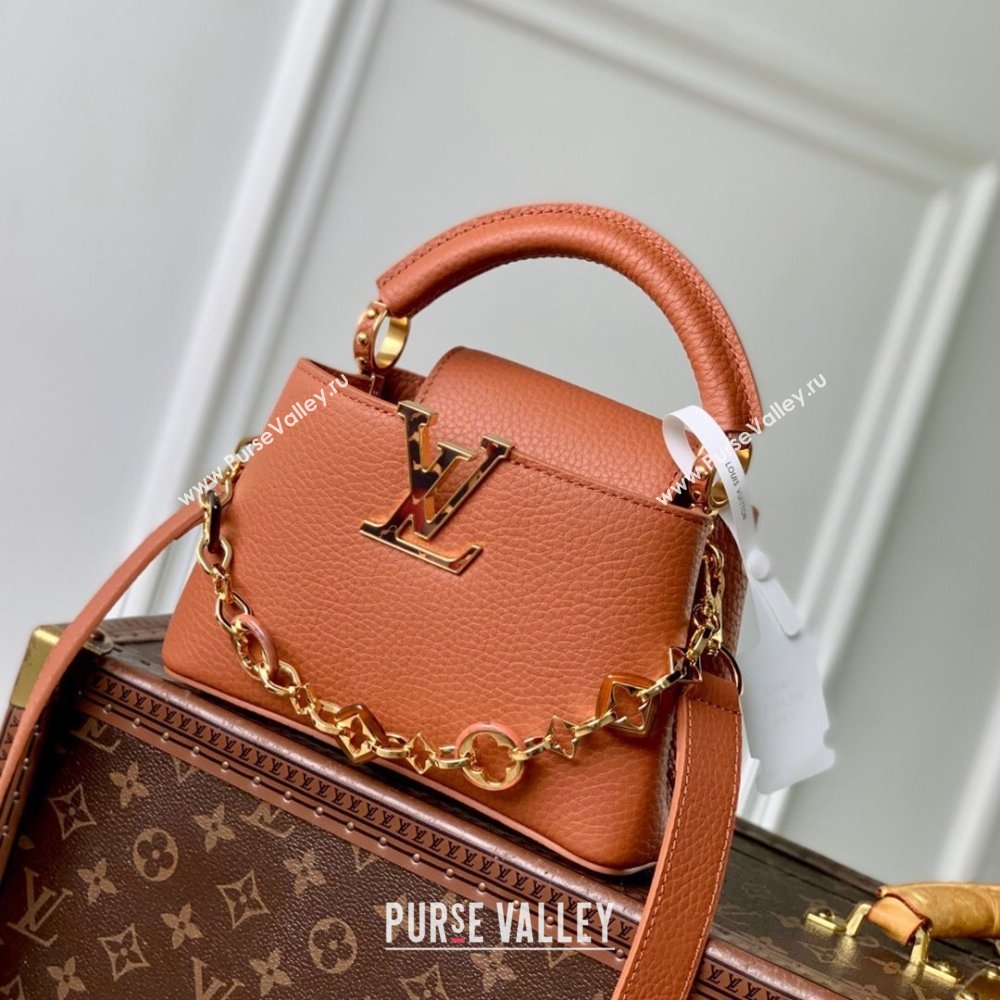 Louis Vuitton Capucines Mini Bag with Chain in TanTaurillon Leather M14381 2025 (K-25102701)