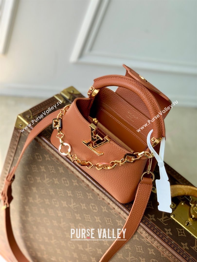 Louis Vuitton Capucines Mini Bag with Chain in TanTaurillon Leather M14381 2025 (K-25102701)
