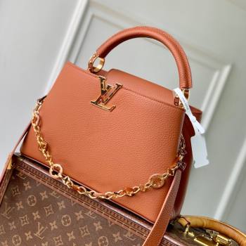 Louis Vuitton Capucines MM Bag with Chain in Tan Taurillon Leather M14381 2025 (K-25102703)