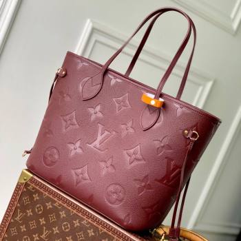 Louis Vuitton Neverfull MM Tote Bag in Monogram Leather M25855 Burgundy 2025 (K-25102504)