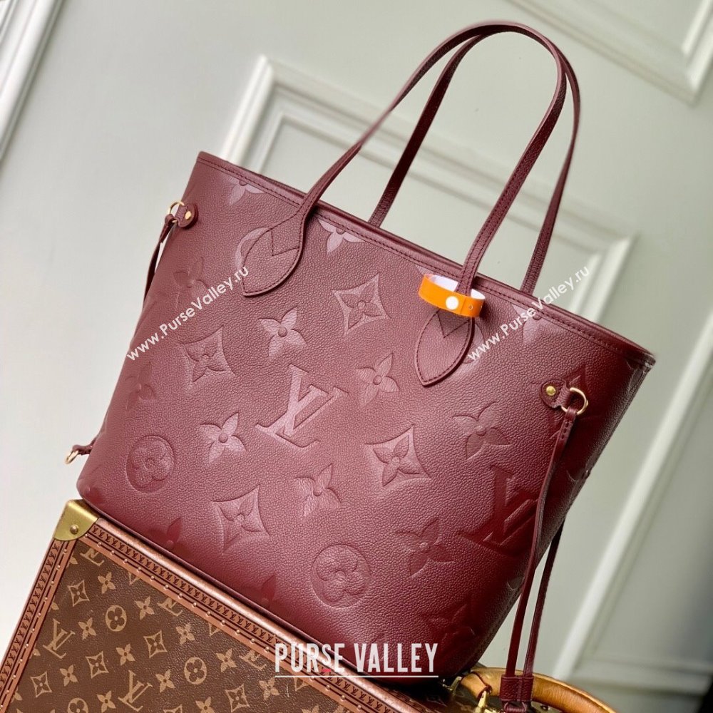 Louis Vuitton Neverfull MM Tote Bag in Monogram Leather M25855 Burgundy 2025 (K-25102504)