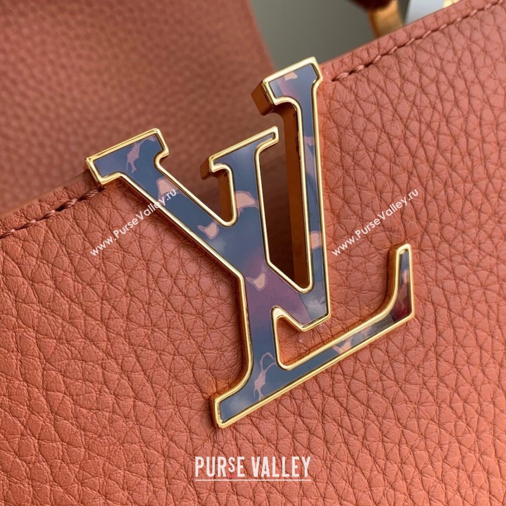 Louis Vuitton Capucines MM Bag with Chain in Tan Taurillon Leather M14381 2025 (K-25102703)