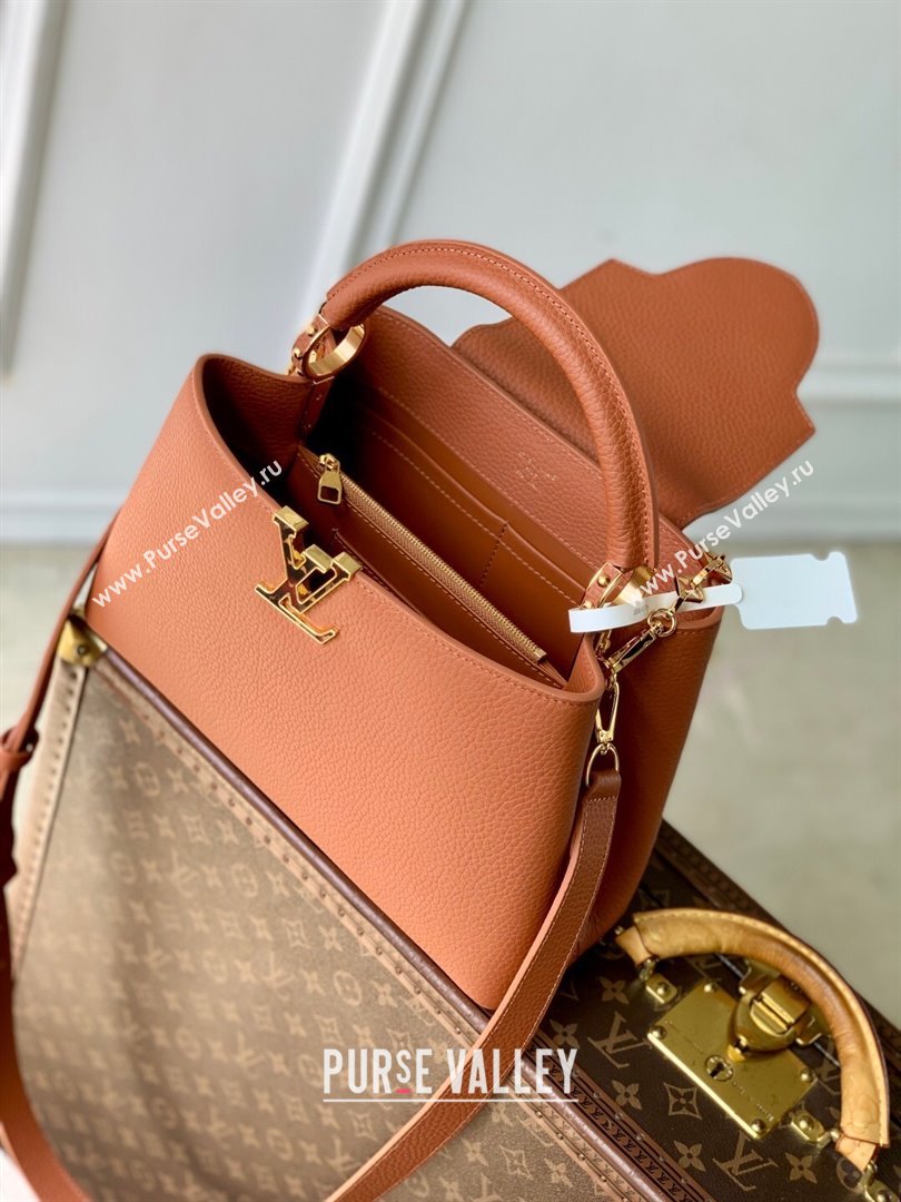 Louis Vuitton Capucines MM Bag with Chain in Tan Taurillon Leather M14381 2025 (K-25102703)