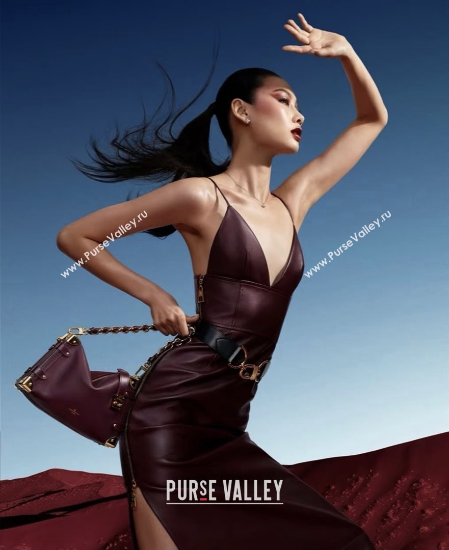 Louis Vuitton Side Trunk MM Bag in Grained Cowhide Leather M25669 Burgundy 2025 (K-25102503)