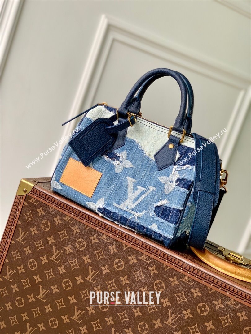 Louis Vuitton Speedy 25 Bandouliere in Blue Denim M15276 2025 (K-25102711)